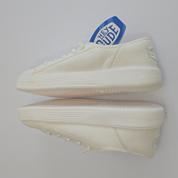 NWT Hey Dude Cody M Canvas White Lace Up Shoes Sneakers Size 9 - Picture 9 of 15